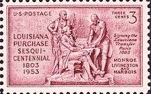 慶祝路易斯安那購地條約150周年紀念郵票