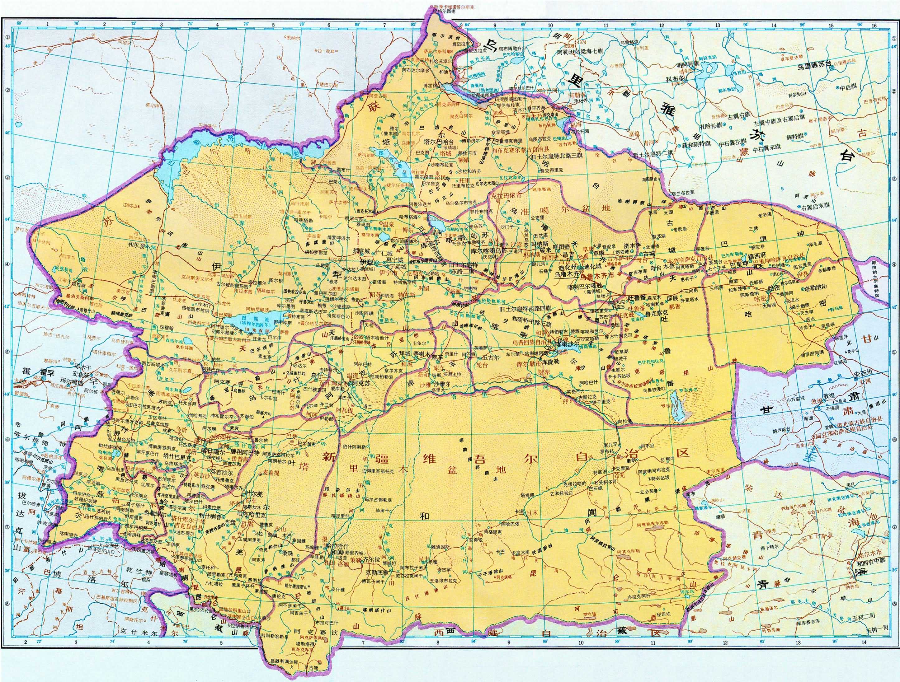 1820年（嘉慶二十五年）新疆局勢圖