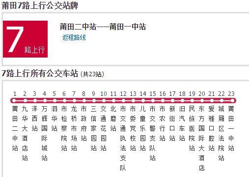 莆田公交7路 莆田公交7路