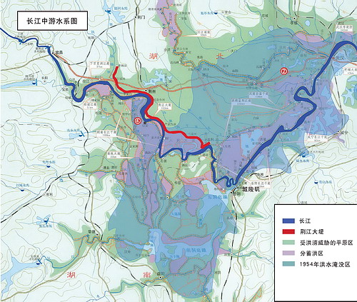長江中游水系示意圖