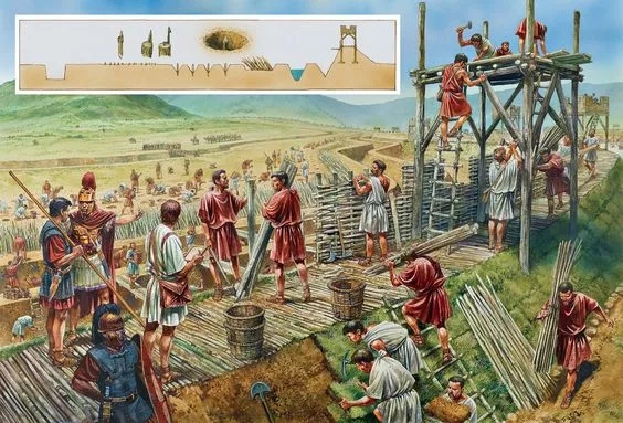 通過大量的野戰工事修築 羅馬人已經控制了整個戰場