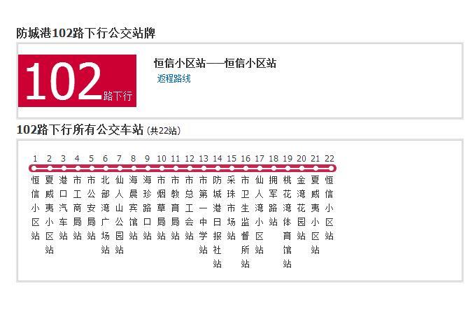 防城港公交102路 防城港公交102路
