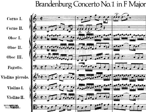 巴赫第一布蘭登堡協奏曲：F大調 BWV1046 總譜