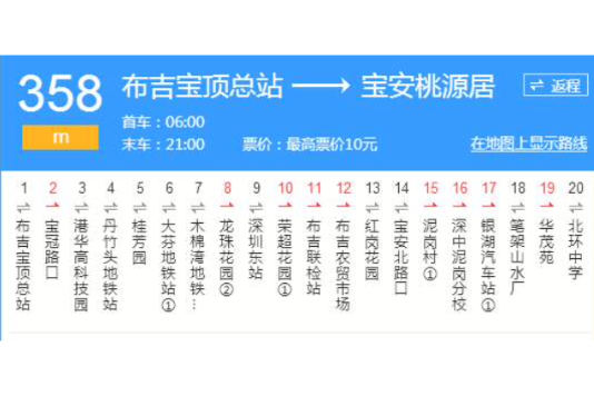深圳公交M358路 深圳公交M358路