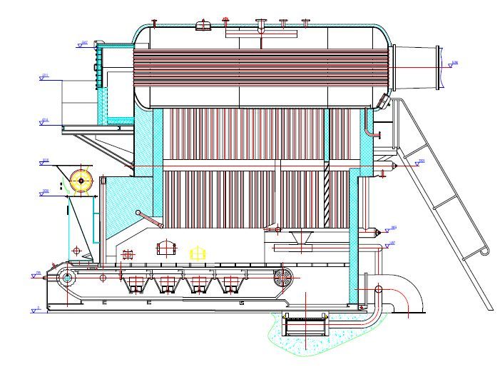 燃稻殼蒸汽鍋爐的內部結構圖