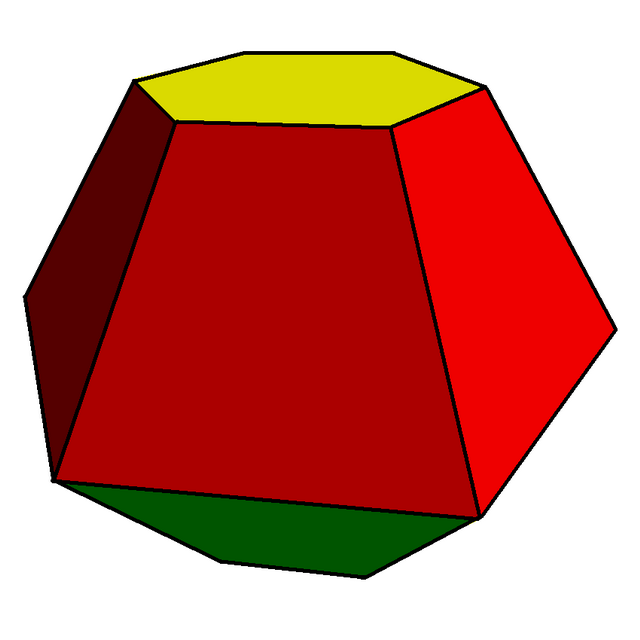 圖4.雙六角錐台: 12個梯形、2六邊形，對偶為雙六角錐柱