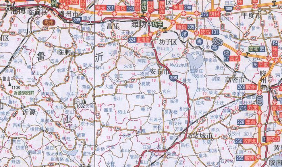 早期安丘市交通圖