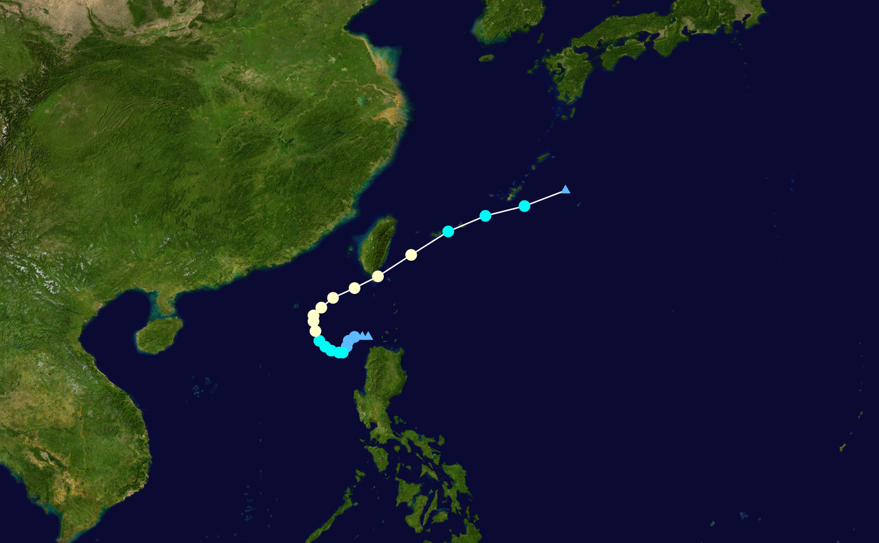 颱風Susan的路徑圖