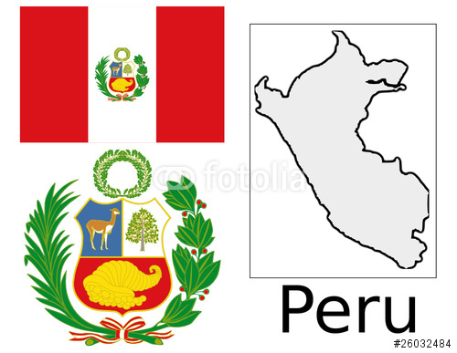 秘魯國旗、國徽和地圖