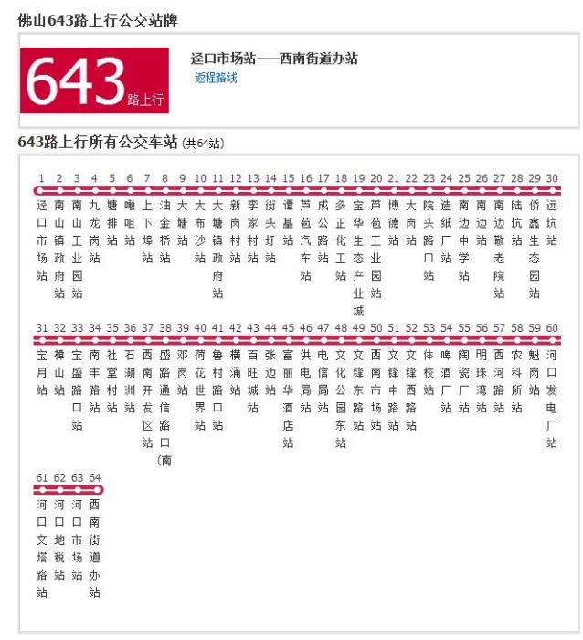 佛山公交643路 佛山公交643路