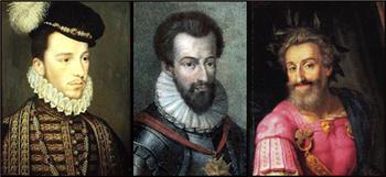 從左開始-亨利三世，吉斯公爵，納瓦拉亨利
