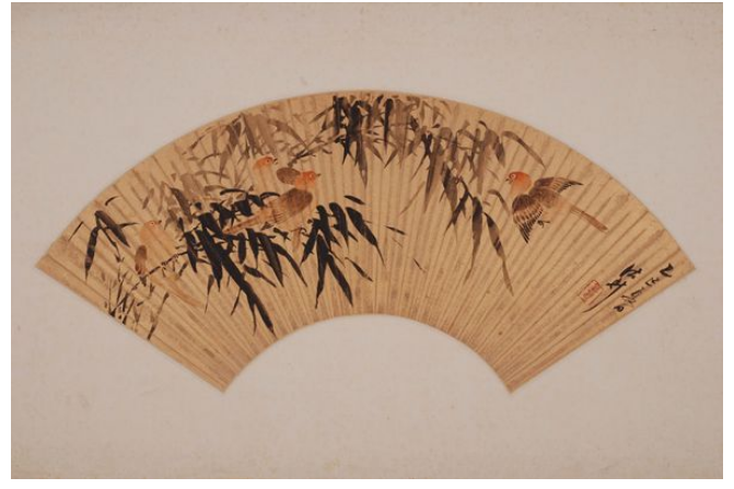 竹雀圖(清代諸昇創作的金箋設色畫) 竹雀圖(清代諸昇創作的金箋設色畫)