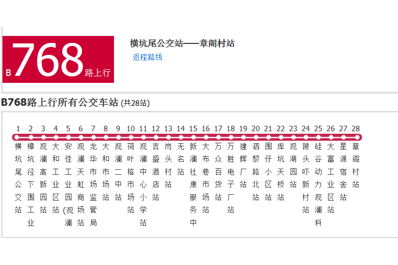 深圳公交B768路 深圳公交B768路