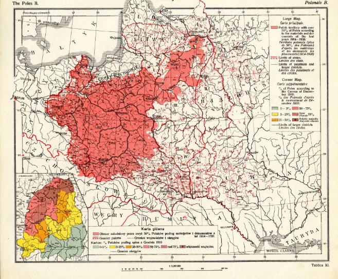 1918年的波蘭語人口分布圖
