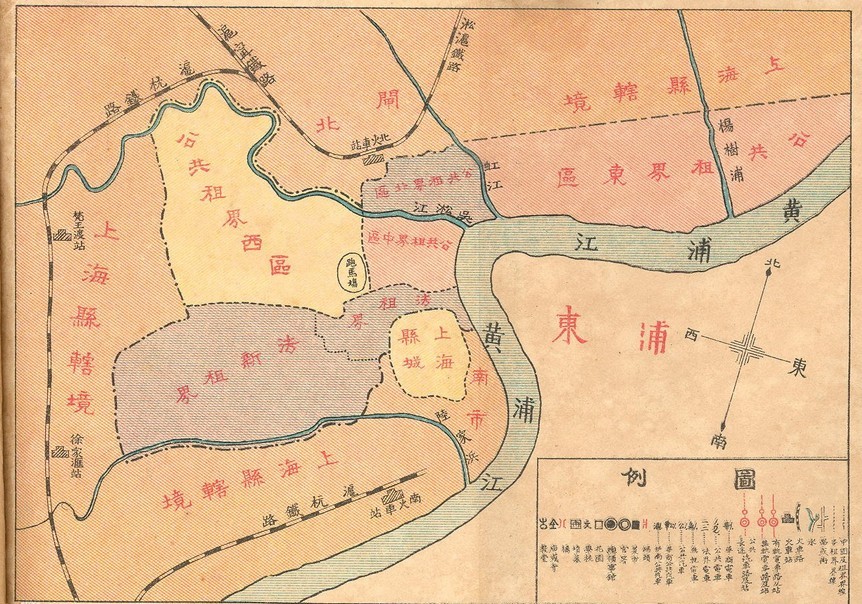 舊上海主體：租界與華界劃分圖