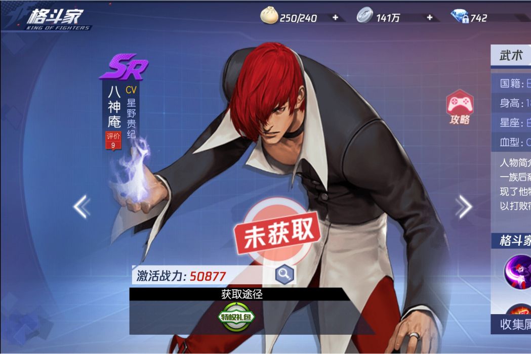八神庵(手遊《拳皇命運》中的SR英雄角色) 八神庵(手遊《拳皇命運》中的SR英雄角色)