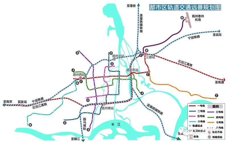 揚州市區軌道交通遠景規劃圖