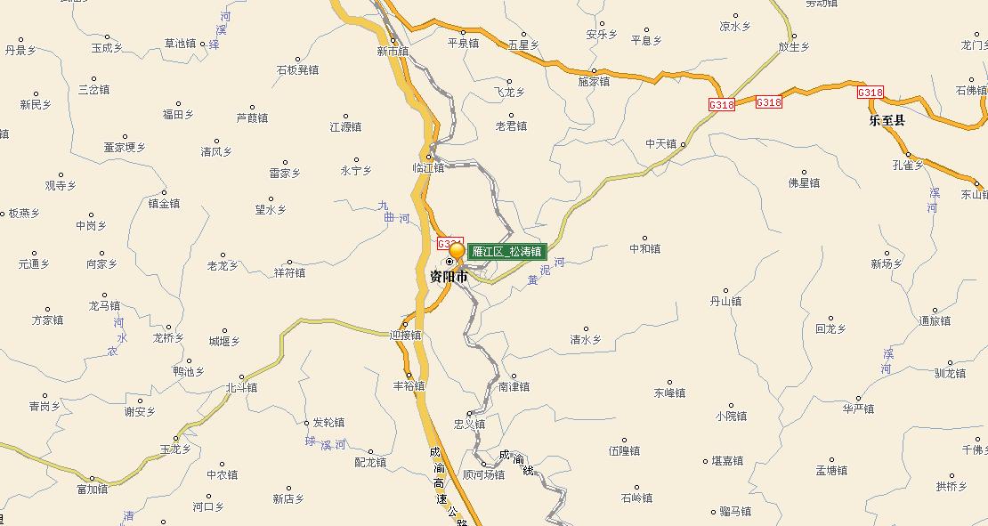 松濤鎮在四川省資陽市內地理位置