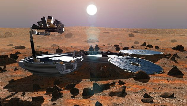 「小獵犬2號」停泊在火星地表的想像圖
