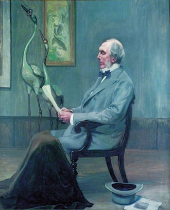 阿爾弗雷德·莫里森與琺瑯雙鶴的畫像