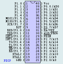 PDIP封裝的AT89S51管腳圖