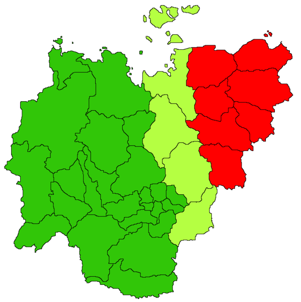 薩哈共和國時區劃分示意圖