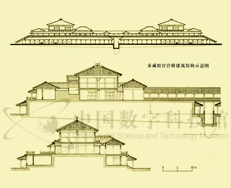 秦鹹陽宮宮殿建築結構示意圖