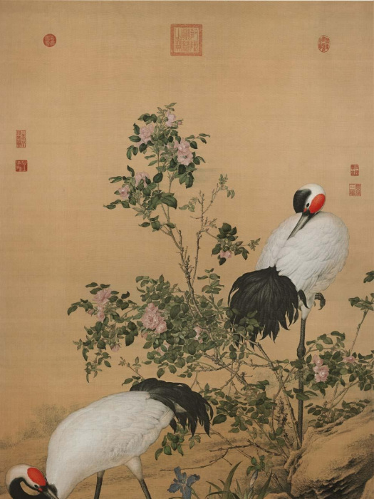雙鶴圖(清代郎世寧畫家創作的一幅中國畫) 雙鶴圖(清代郎世寧畫家創作的一幅中國畫)