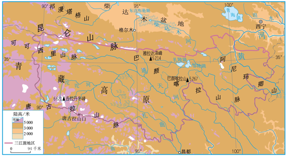 三江源地區地形圖