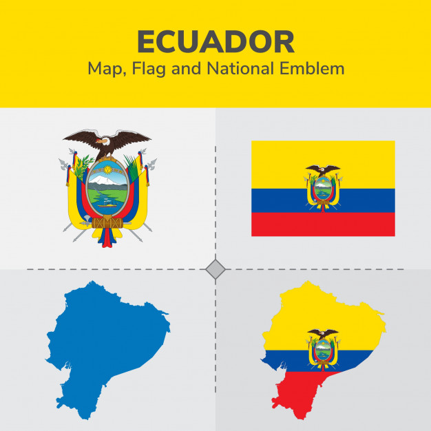 厄瓜多國徽、國旗和地圖