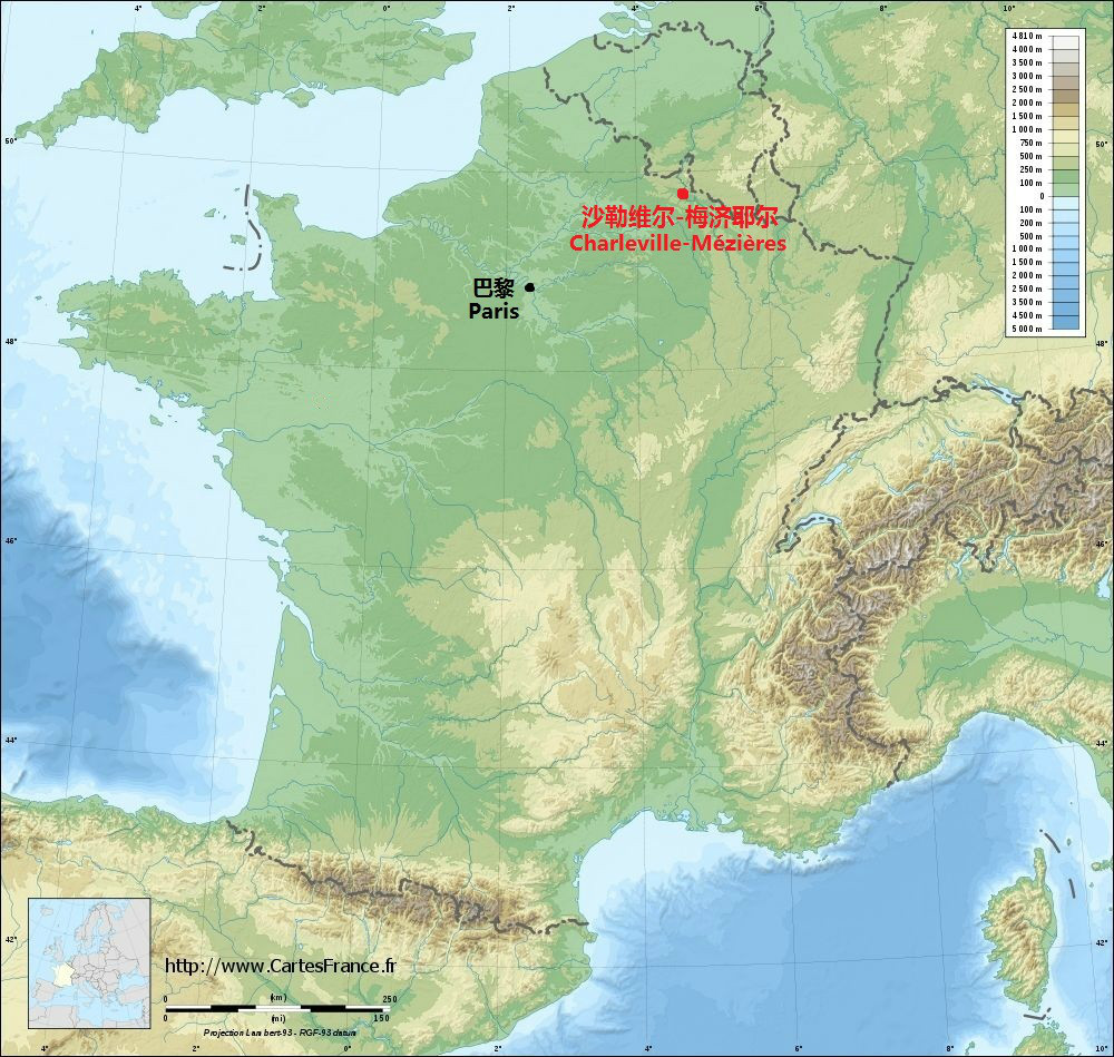 沙勒維爾-梅濟耶爾在法國的位置