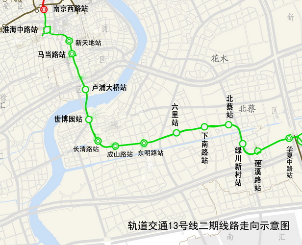 上海捷運13號線二期工程走向