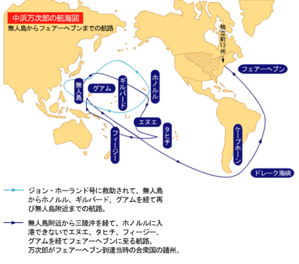 中浜萬次郎の航海図
