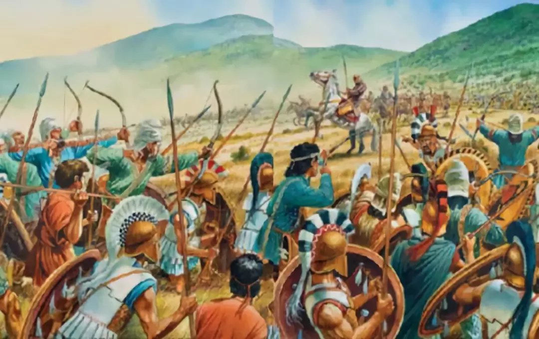 雅典軍隊的弓箭手擊中馬西斯提歐斯