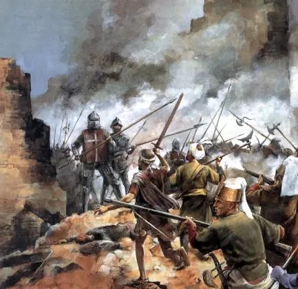 向著城牆缺口發起衝鋒的奧斯曼軍隊