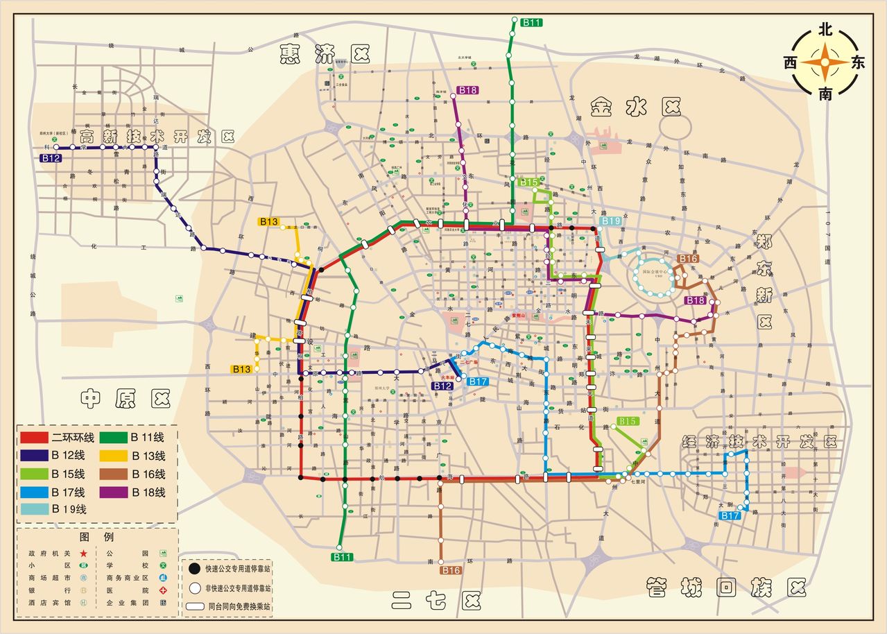 鄭州快速公交一期線網圖