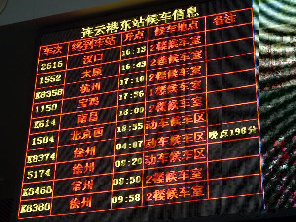 連雲港東站候車信息電子顯示屏