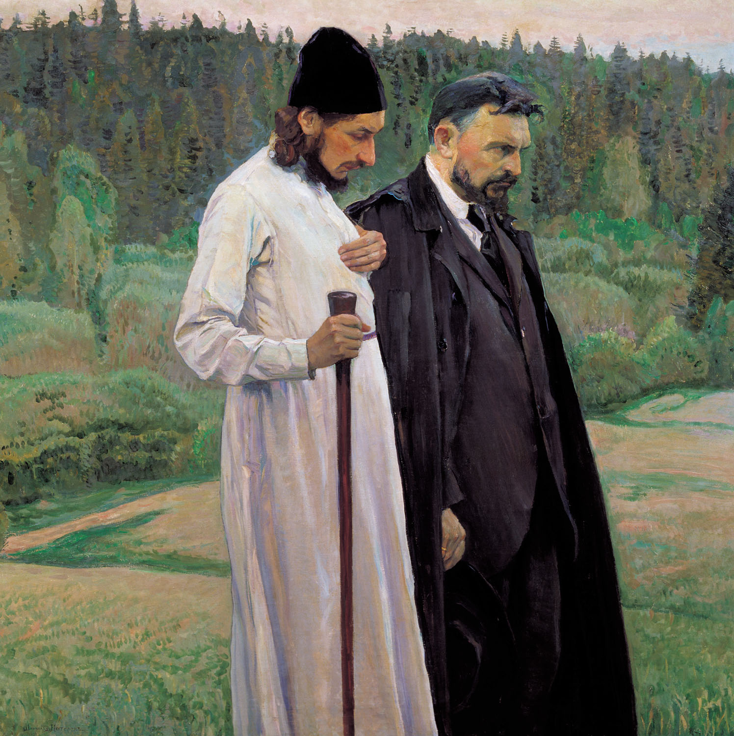 哲學家(1917,M·涅斯捷羅夫)右一為布加哥夫