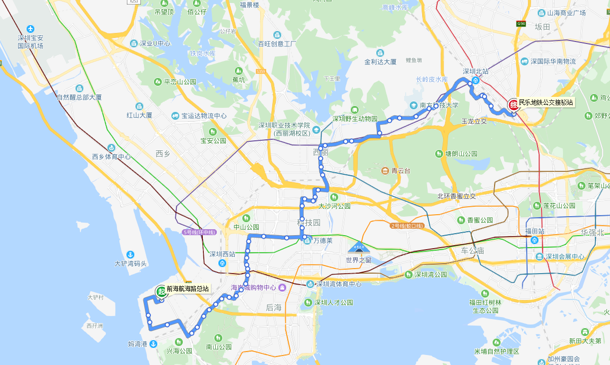 深圳公交81路下行路線圖
