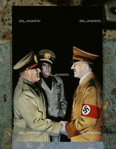 德意元首話別,左起:墨索里尼,齊亞諾,希特勒
