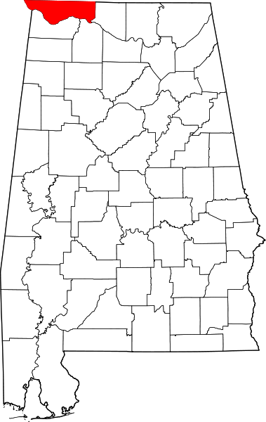 勞德代爾縣在阿拉巴馬州位置
