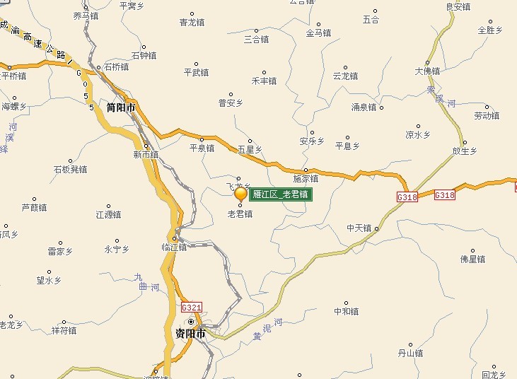 老君鎮在四川省資陽市內地理位置