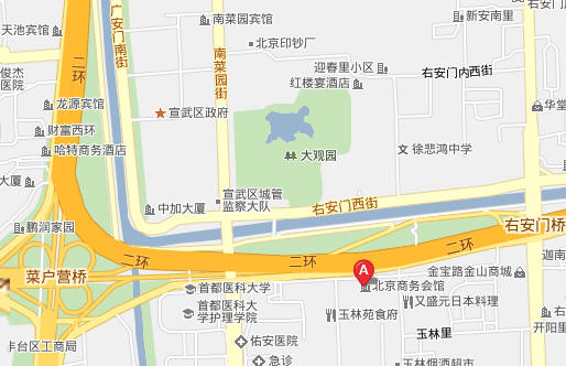 北京商務會館地理位置（紅色標誌處）