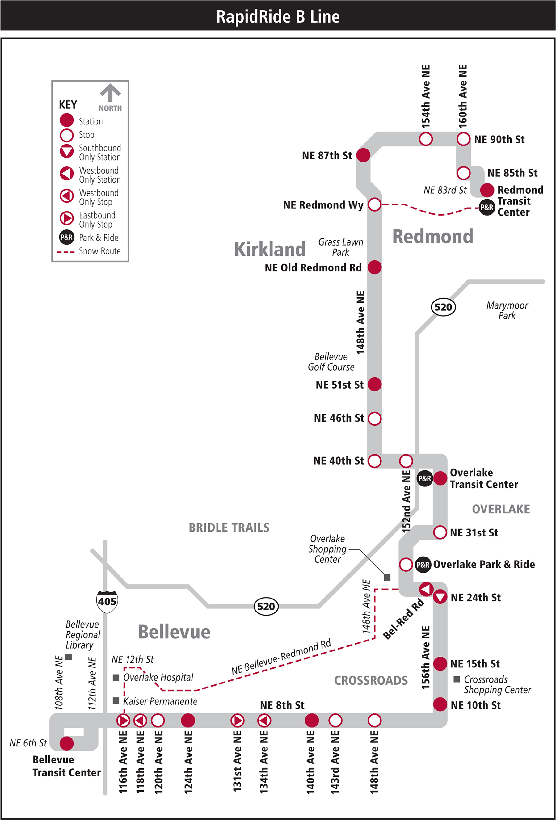 RapidRide B線路線圖
