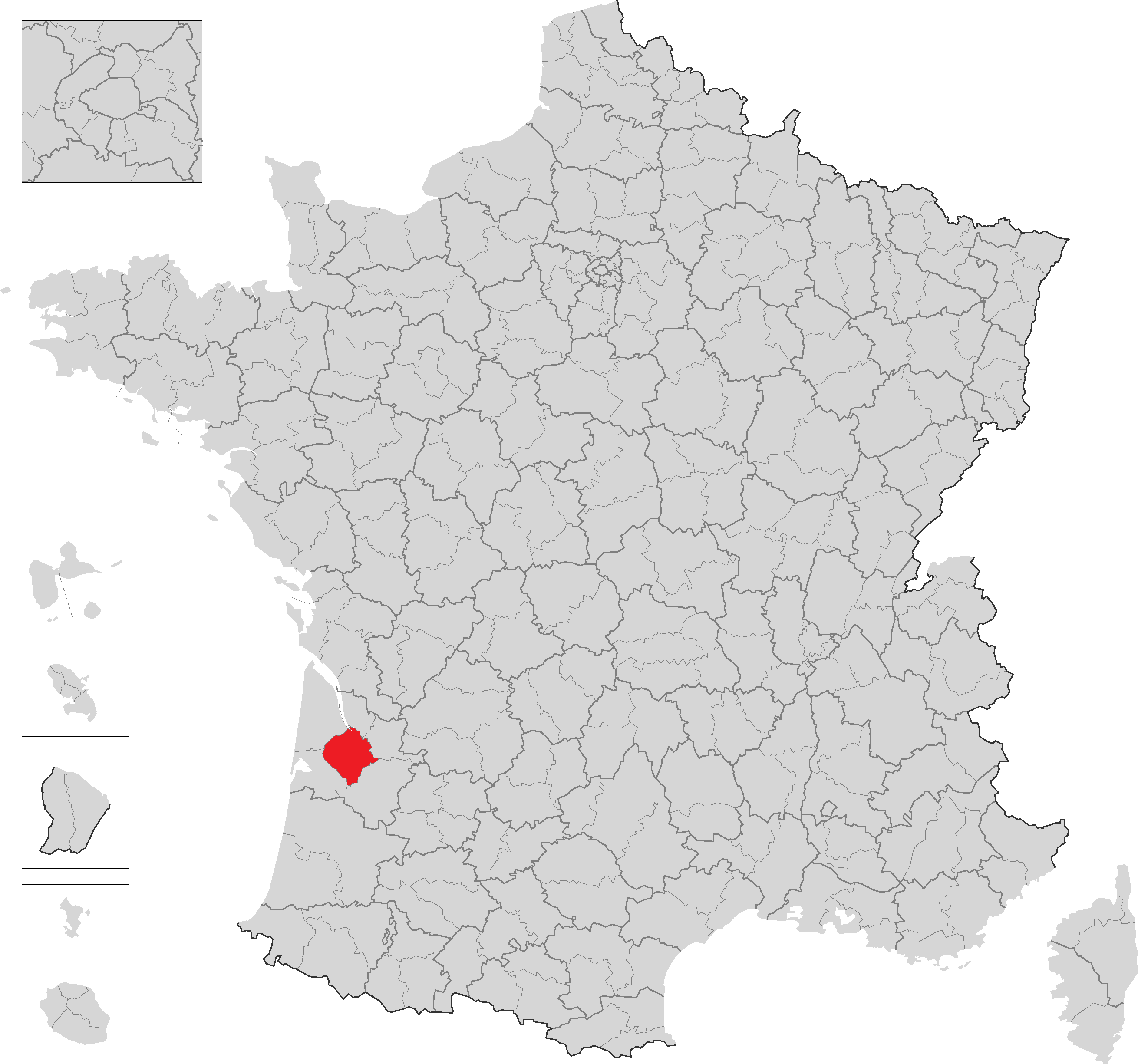 波爾多地區在法國的位置