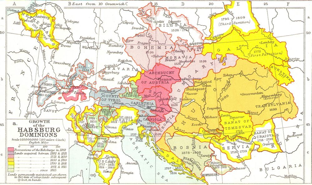 奧地利主要疆域變動（13世紀~拿破崙帝國）