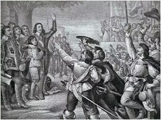 查理一世在諾丁漢城堡發表誓師演講