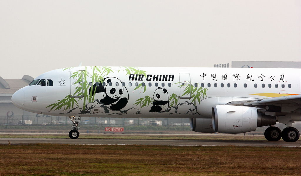 第二架秀美四川號前機身噴塗竹林大熊貓形象
