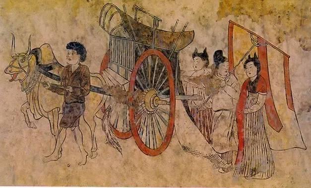 唐朝墓葬壁畫中的牛拉安車