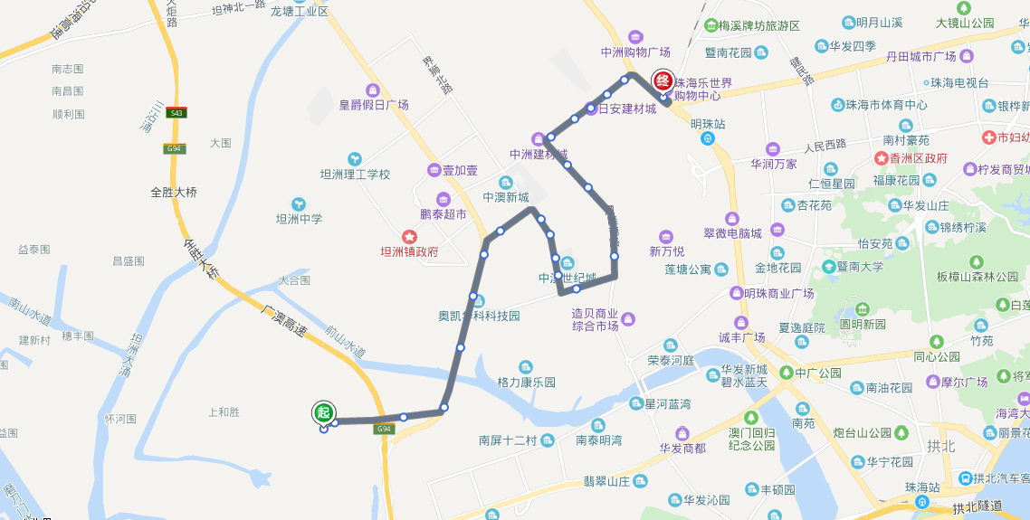 中山公交996路線路圖